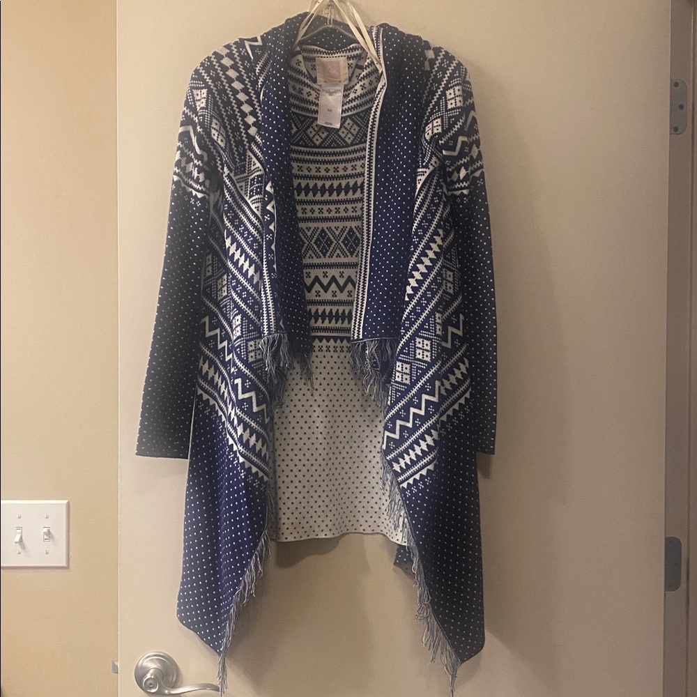 Quiksilver Navy and White Geometric Cardigan